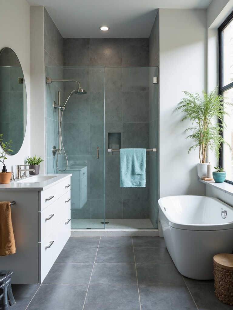 grey tiles enhance color