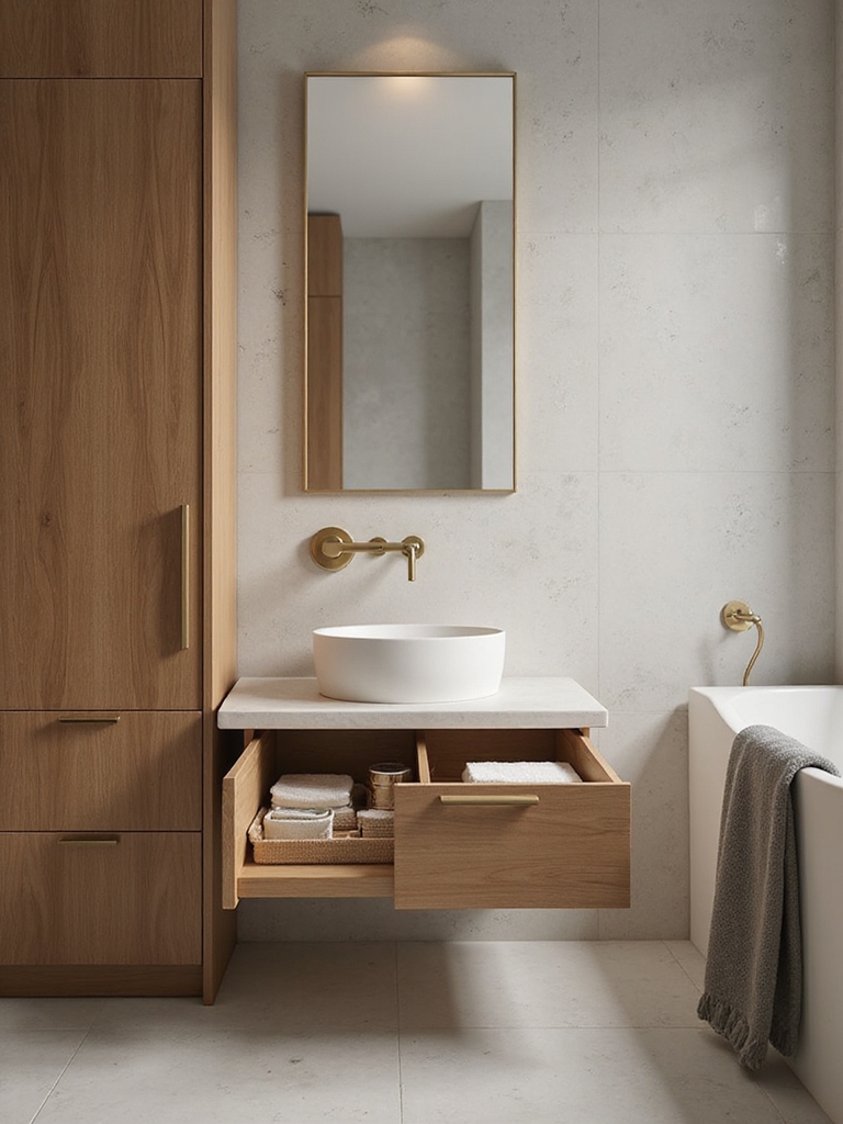 hidden pull out bathroom storage