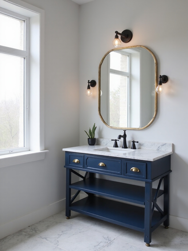 industrial navy blue vanity
