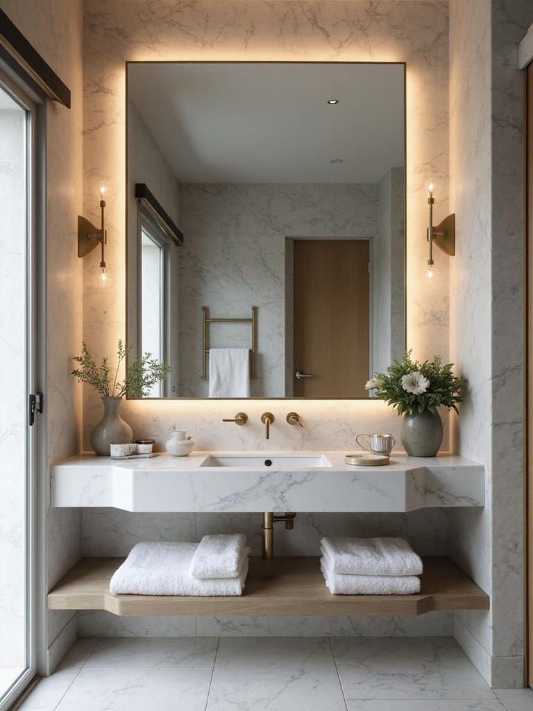 luxe bathroom mirrors and lighting