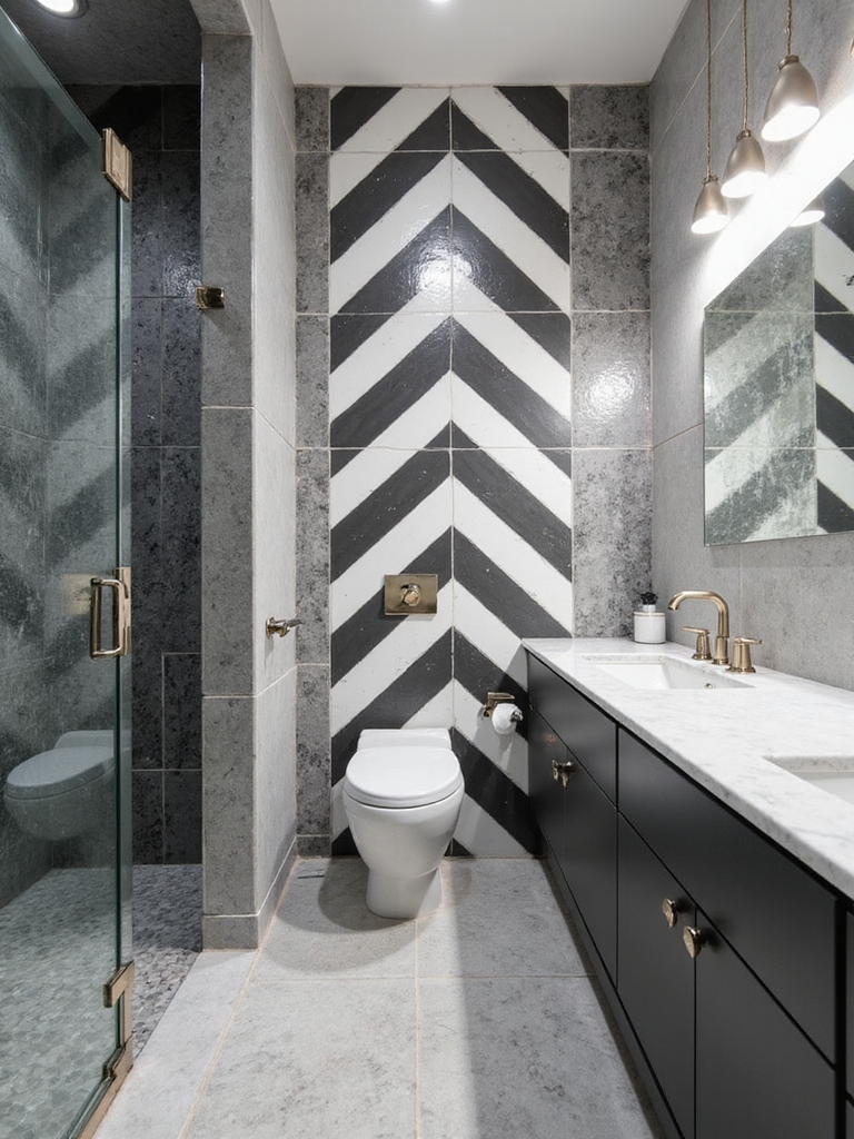 modern geometric mosaic installation