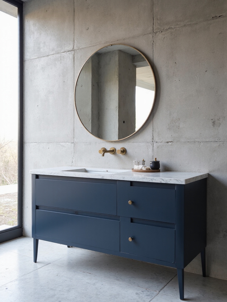modern minimalist blue vanity