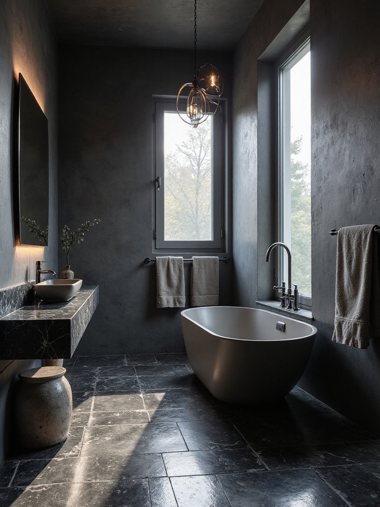 moody elegance in bathrooms