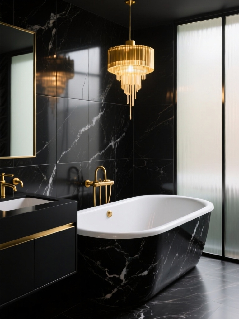 moody gold bath lighting