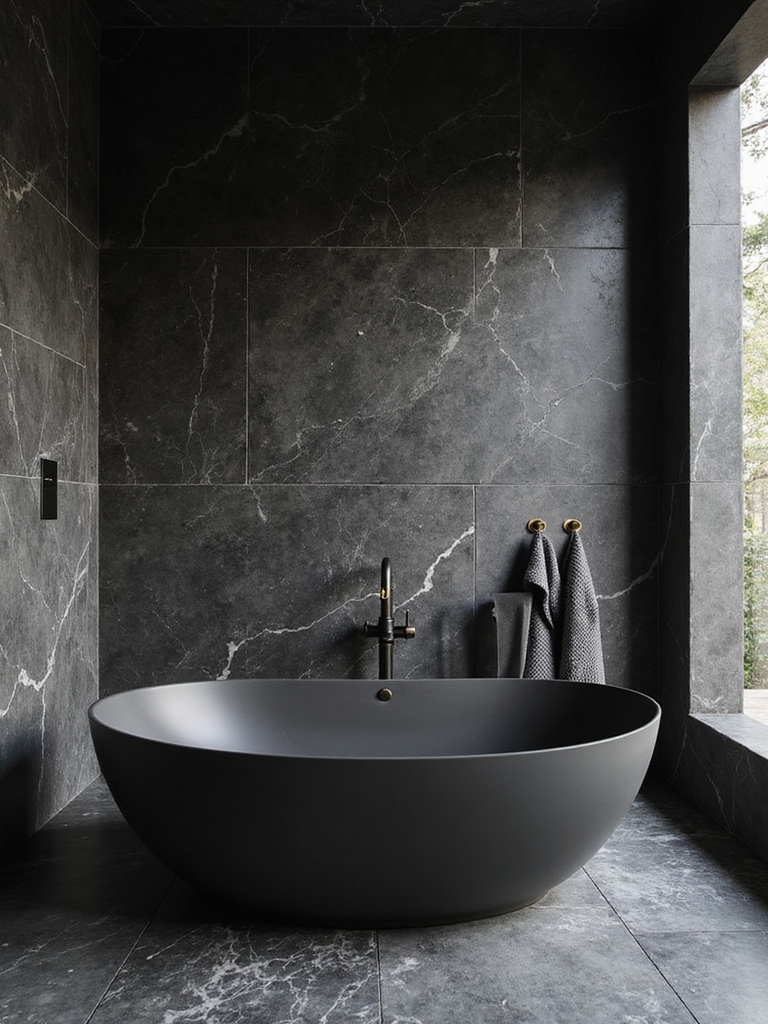 moody high contrast bathroom design