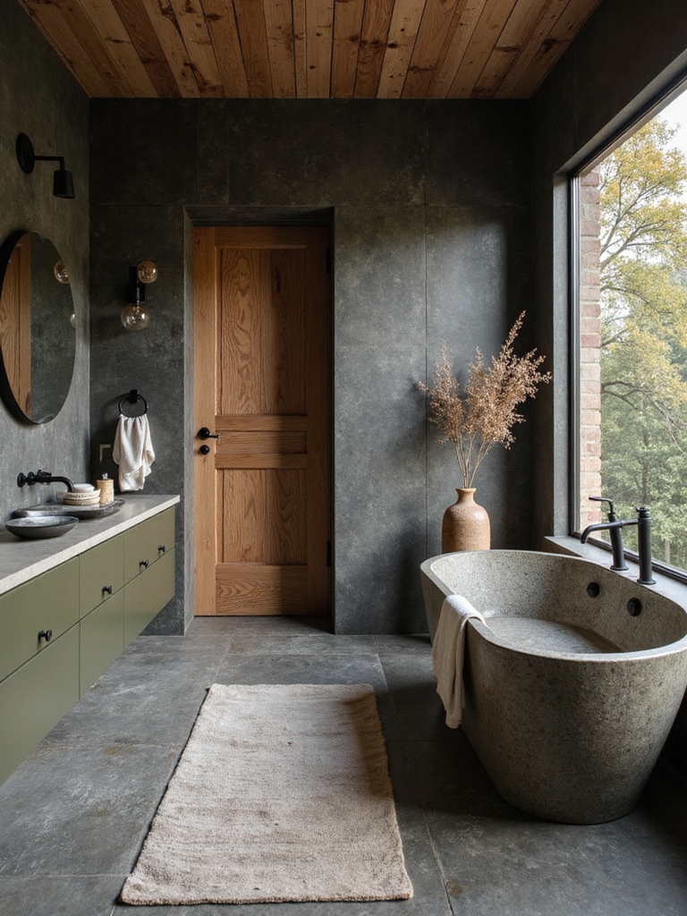 moody nature inspired bathroom retreat