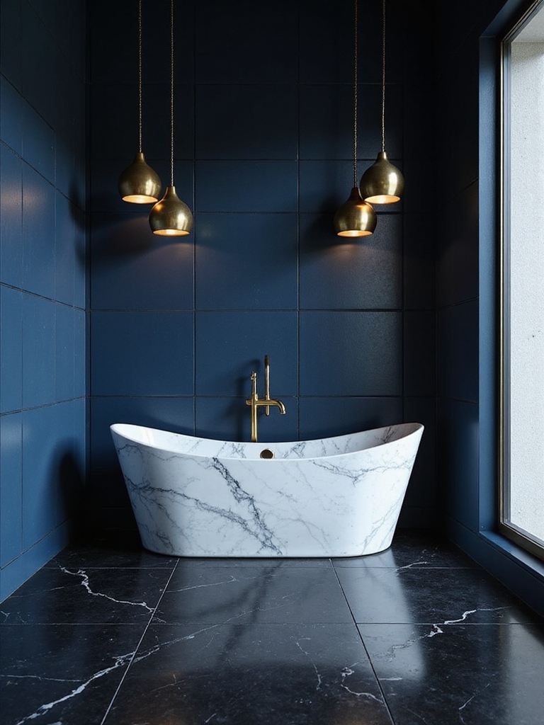 moody navy warm gold