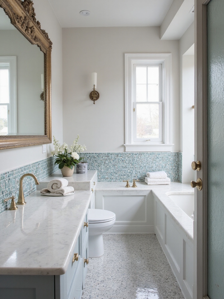 mosaic accents enhance bathrooms