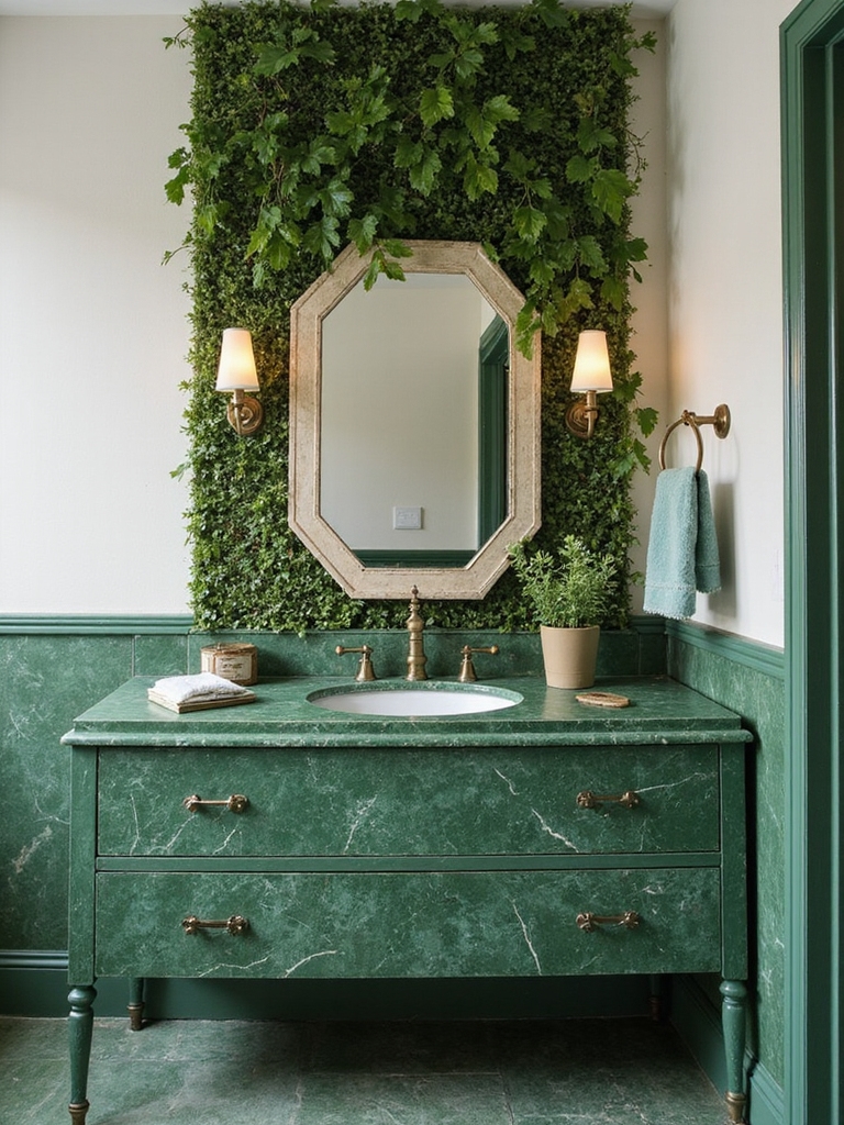 nature inspired green bathroom decor