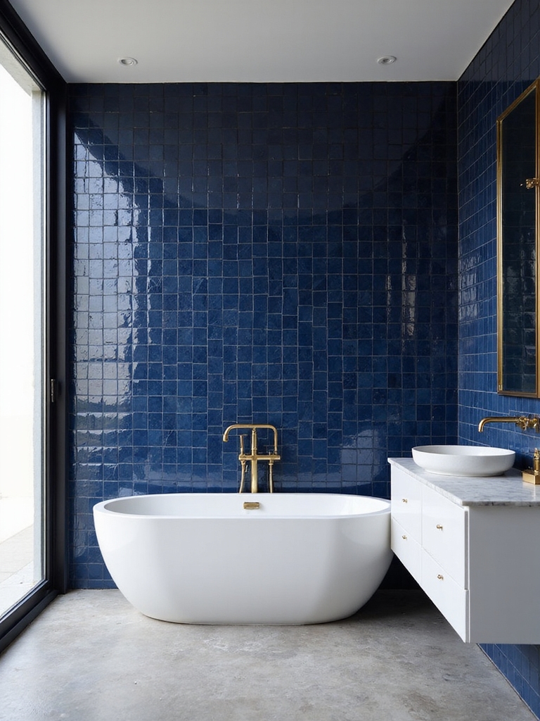 navy mosaic tile accent