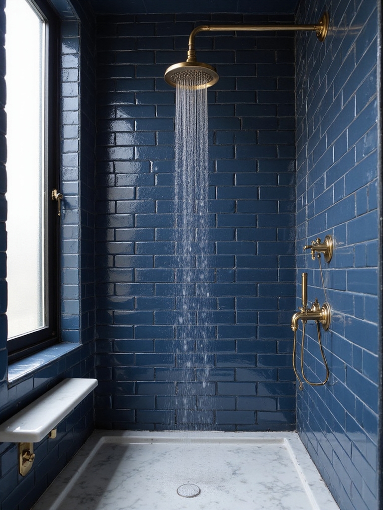 navy subway tiles elegance