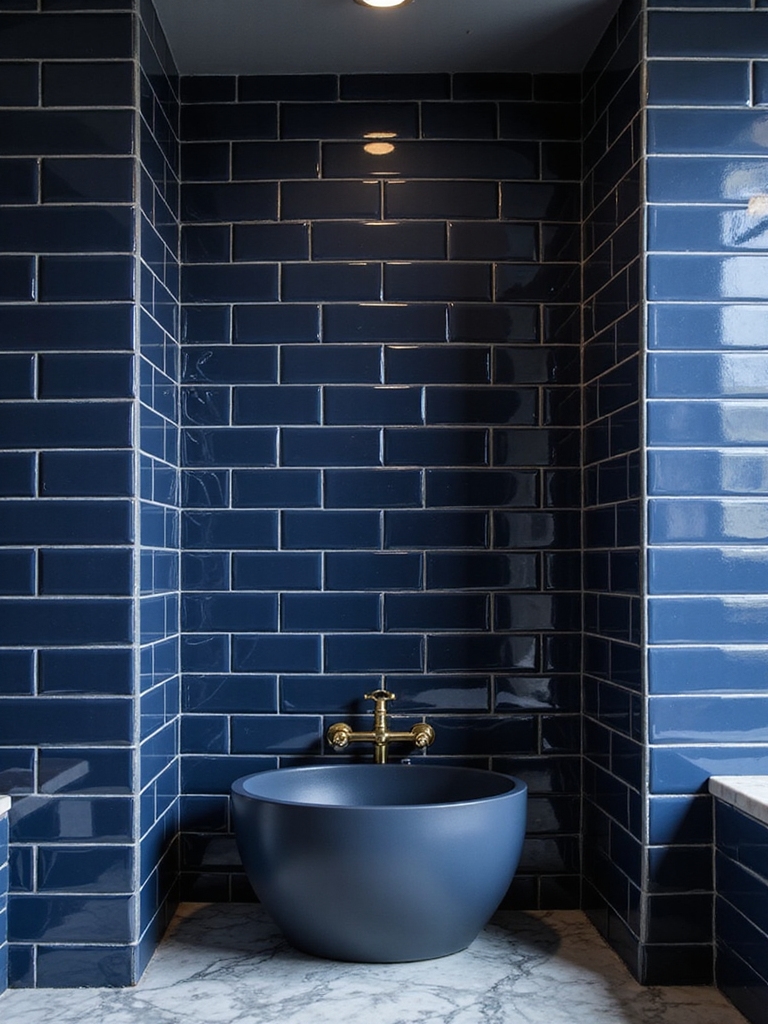navy tile bathroom inspirations