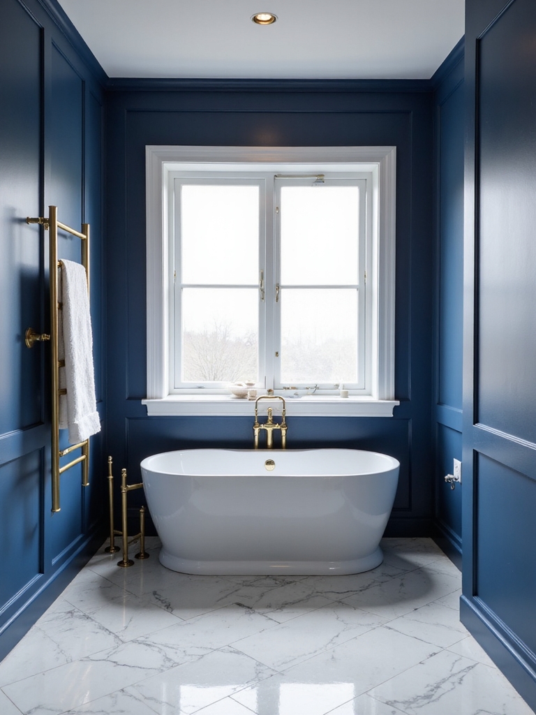 navy walls elevate bathrooms
