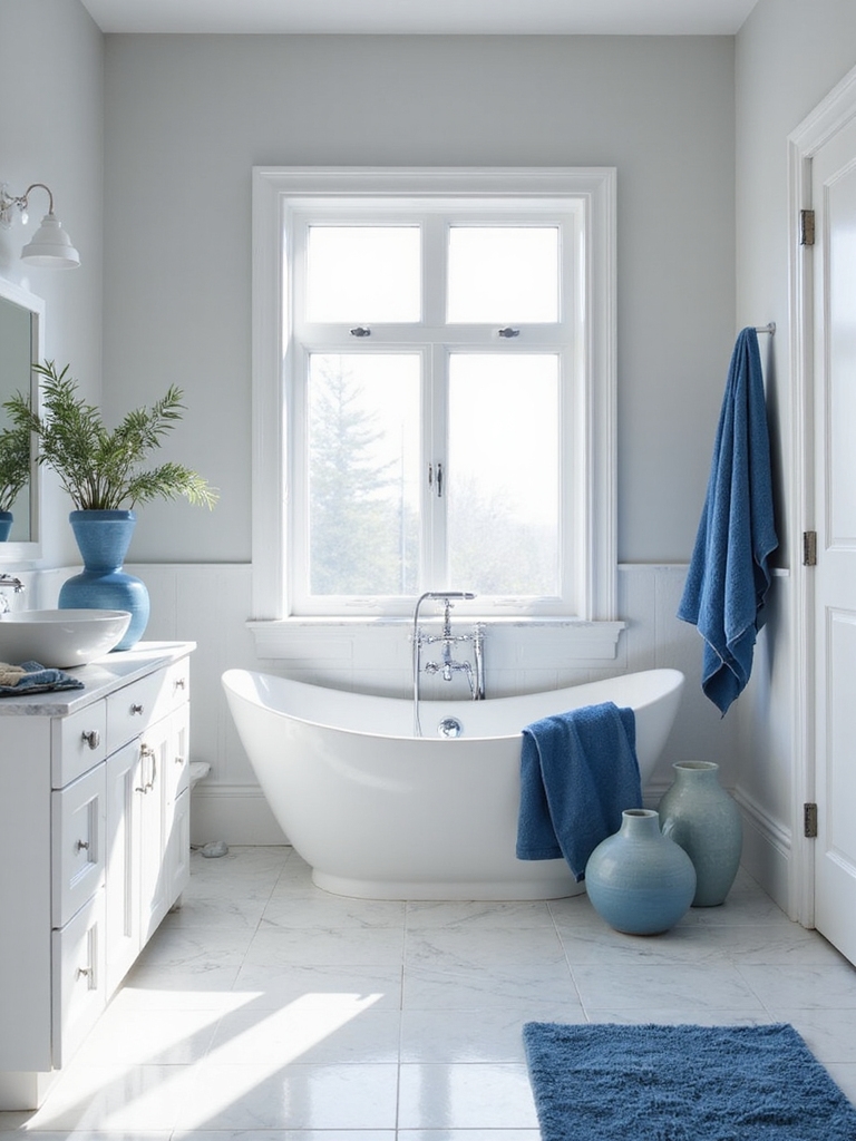 ocean blue accents contrast white