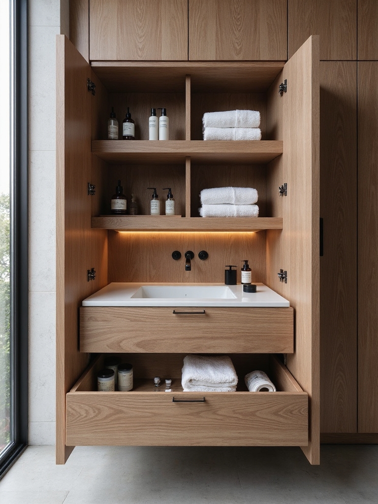organized bathroom essentials storage