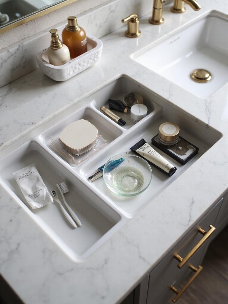 organized essentials with trays