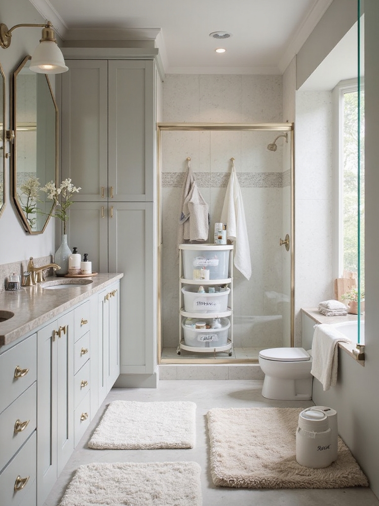 organized family bathroom zones