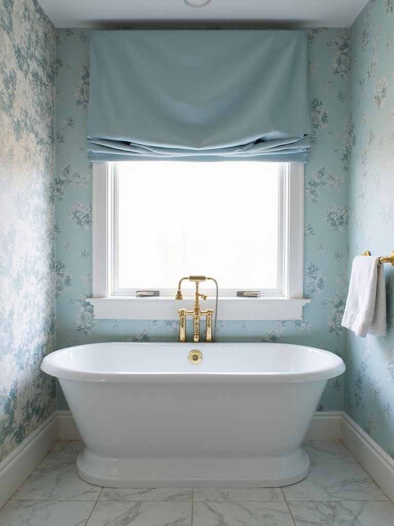 patterned blue bathroom design