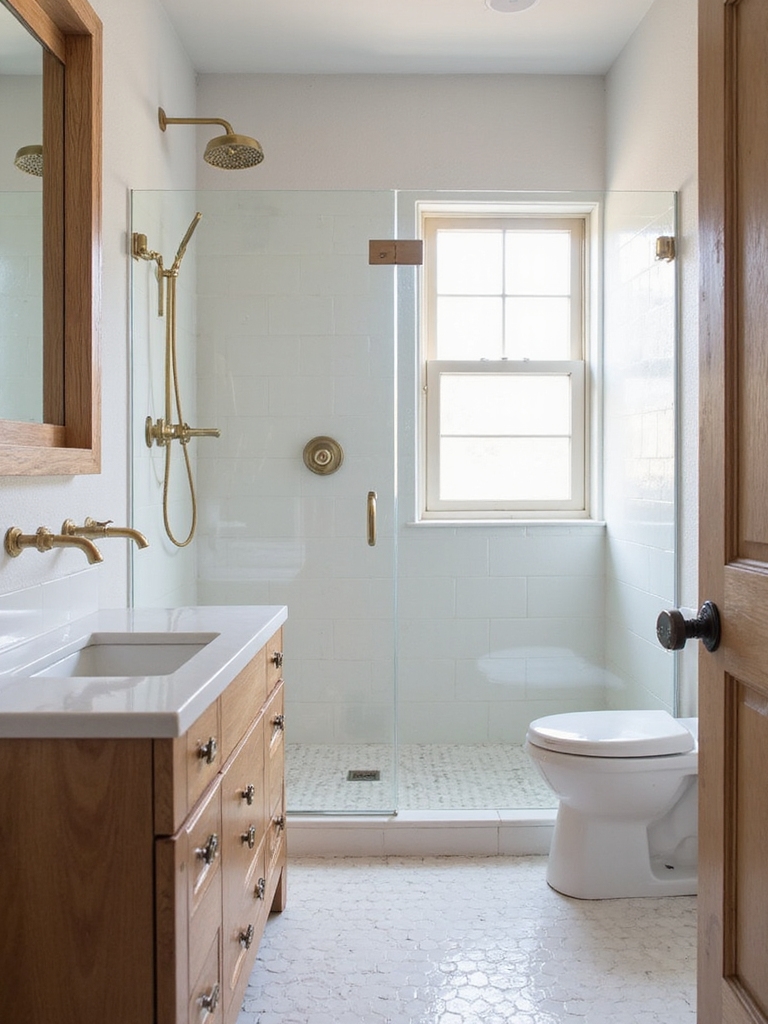 pony wall enhances small baths