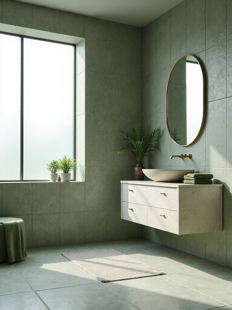 sage green enhances bathroom tranquility
