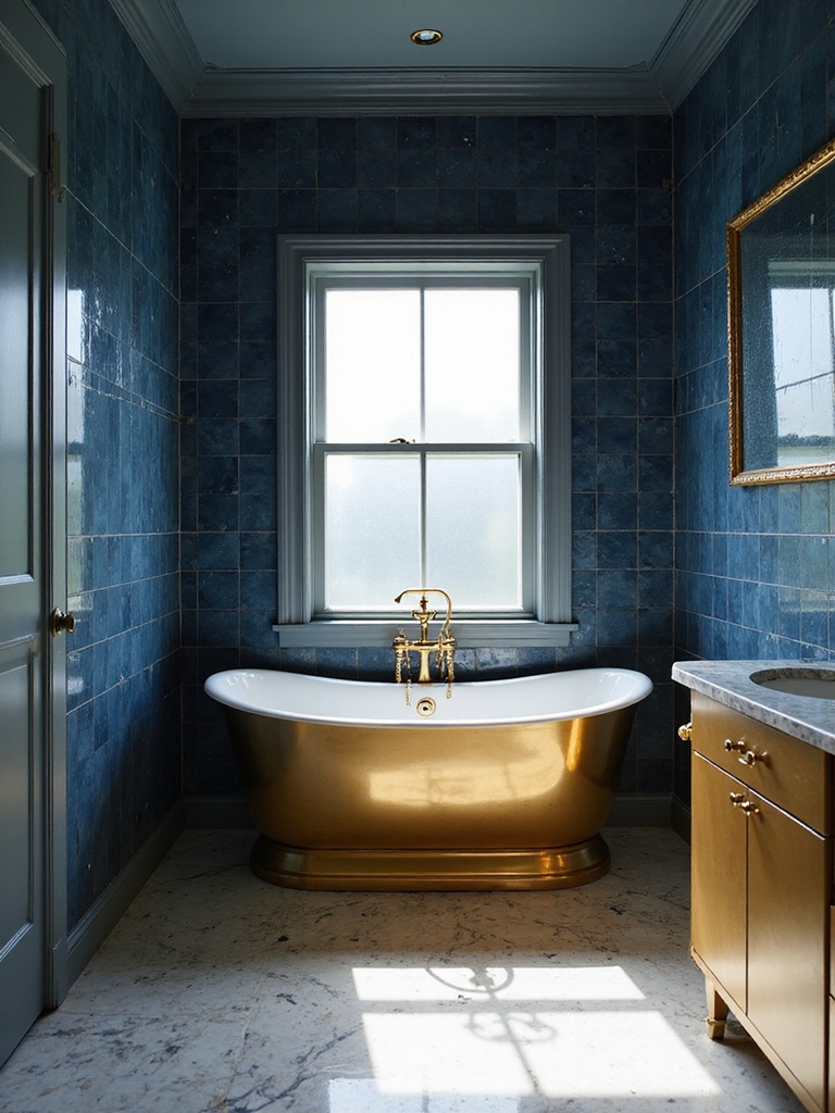 sapphire walls gold fixtures
