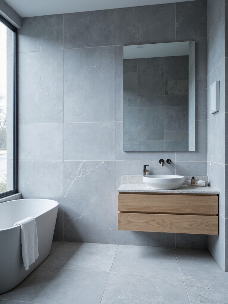 serene blue grey bathroom design