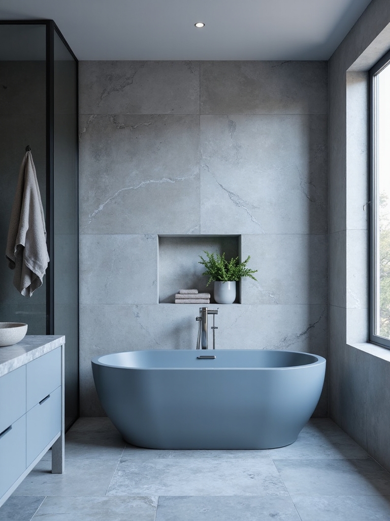 serene blue grey bathroom design