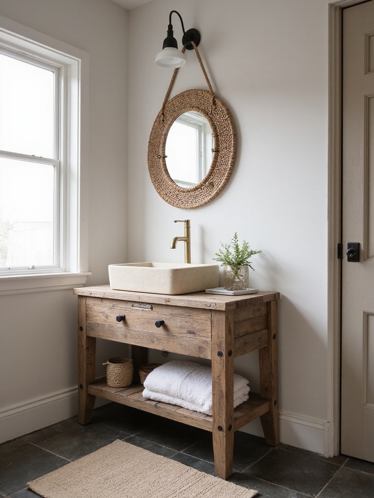 serene cabin inspired half bath