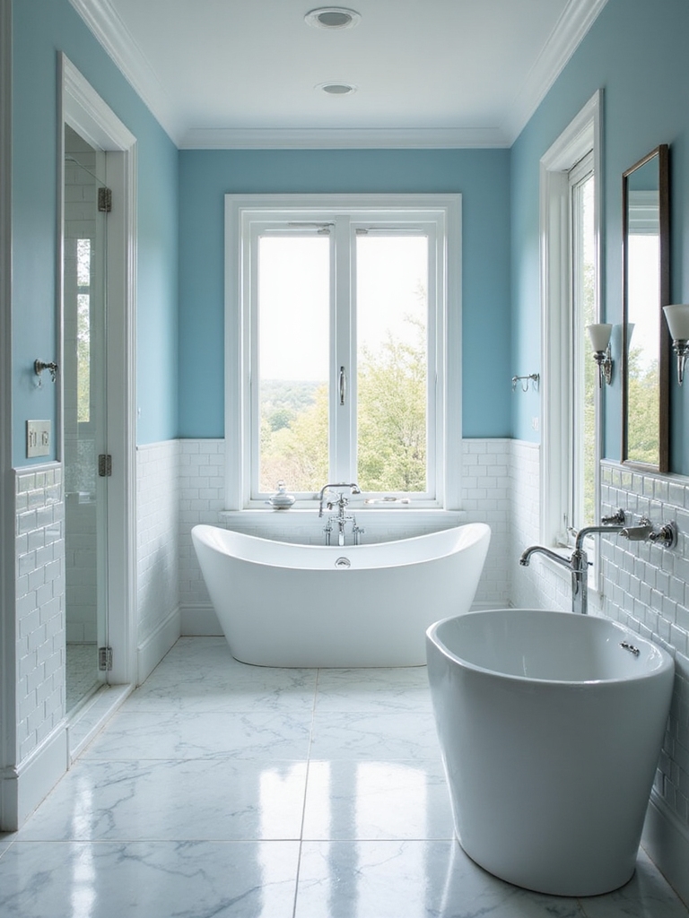 serene light blue bathroom