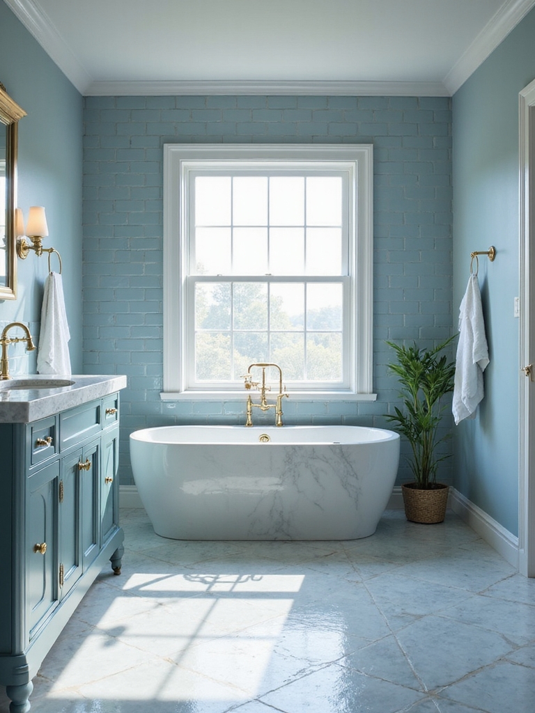 sky blue tiles gold grout