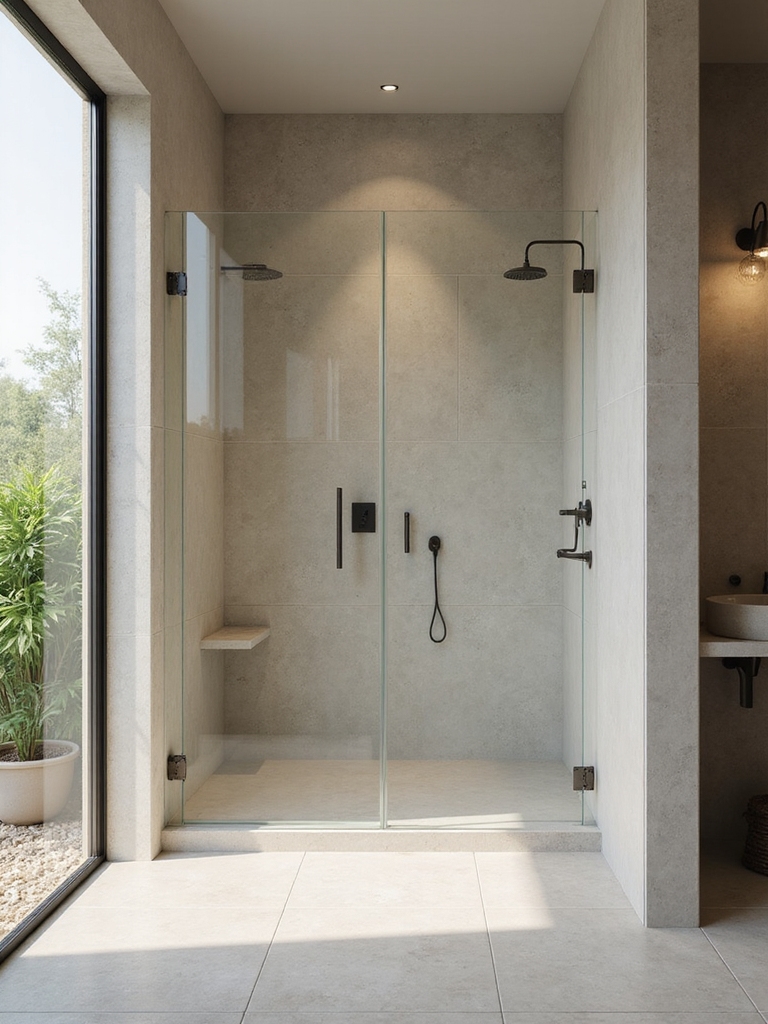 sleek glass airy bathrooms