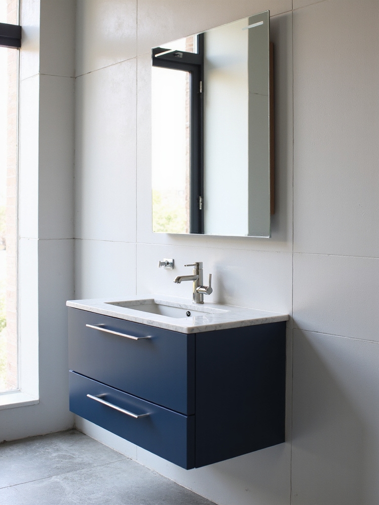 sleek navy blue vanity