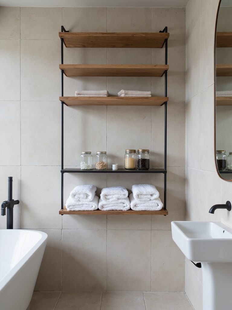 slim space saving bathroom shelves