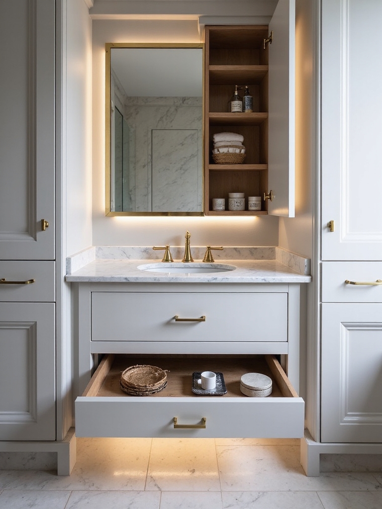 smart hidden vanity storage