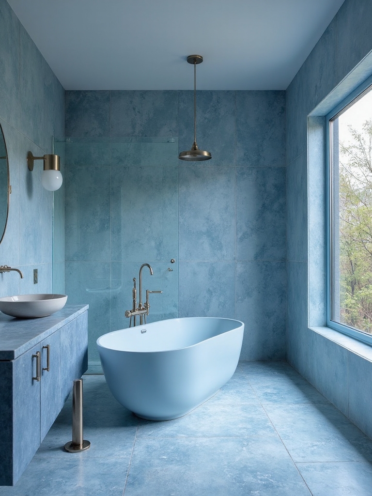 soothing blue ensuite design