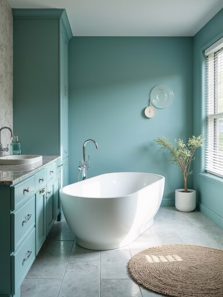 spa inspired blue and green