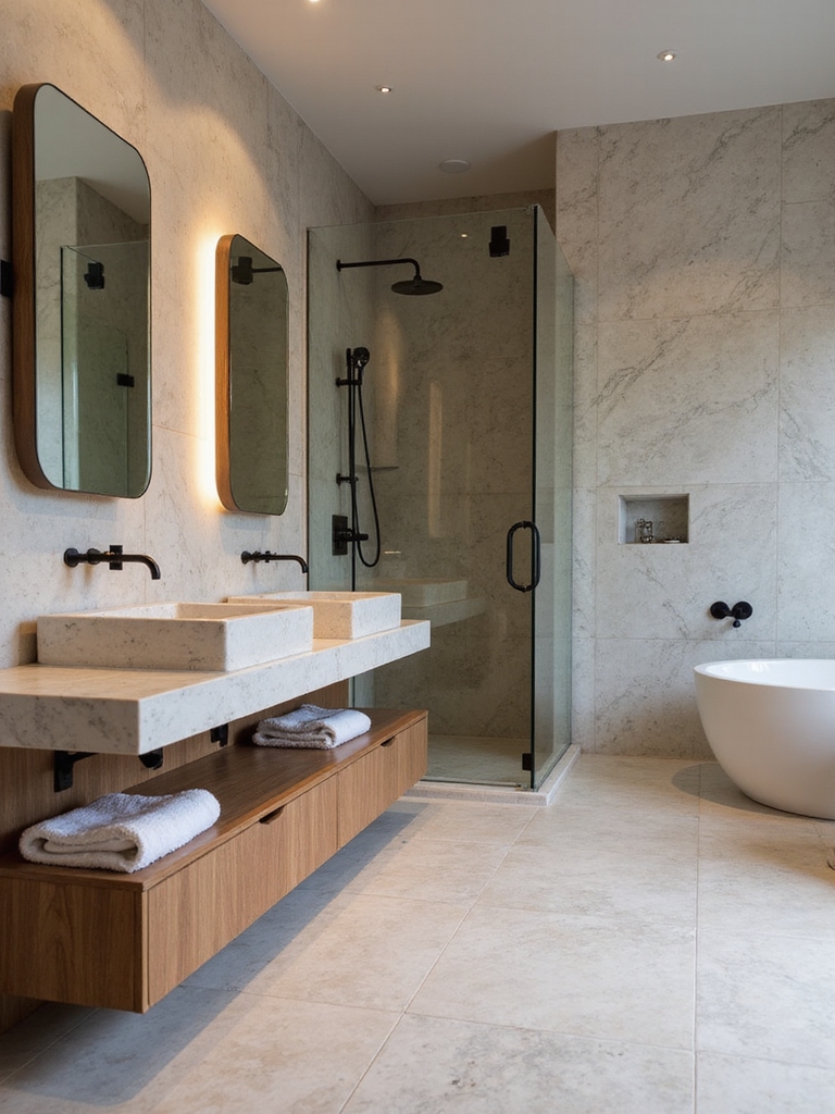 spa inspired open shower design