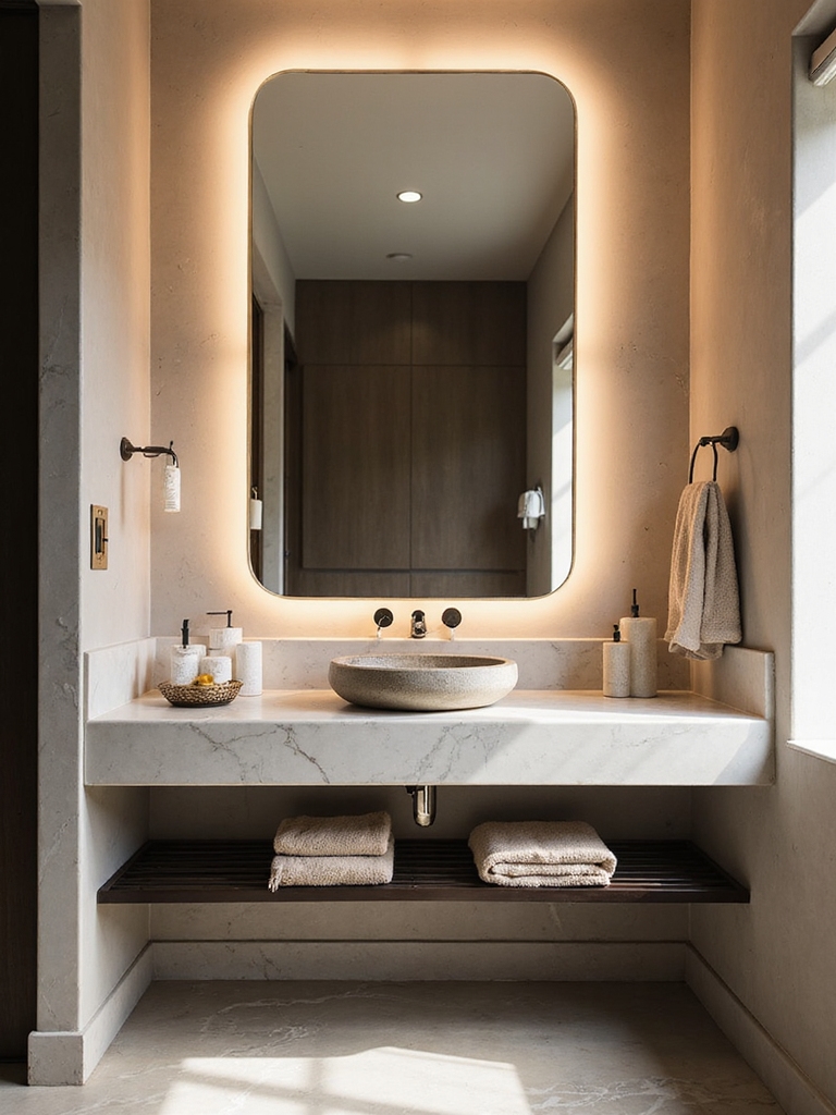spa like backlit mirror ambiance