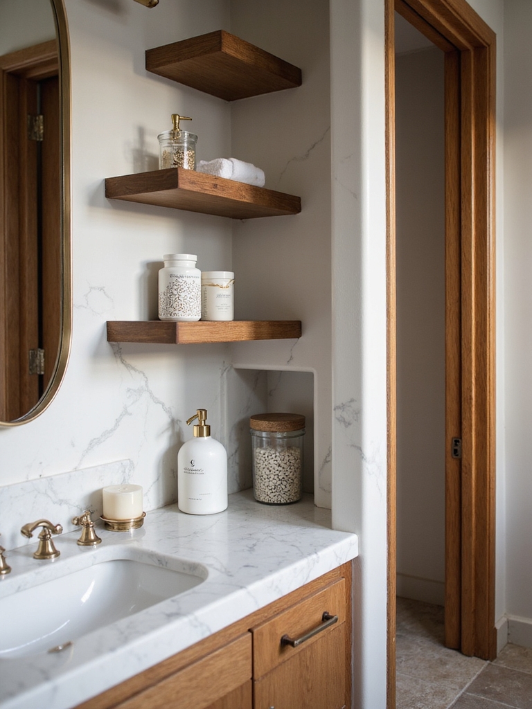 space saving bathroom wall shelves