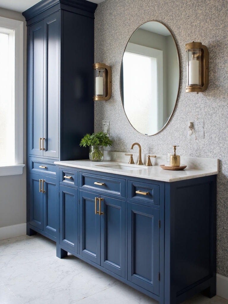 stunning navy blue bathrooms