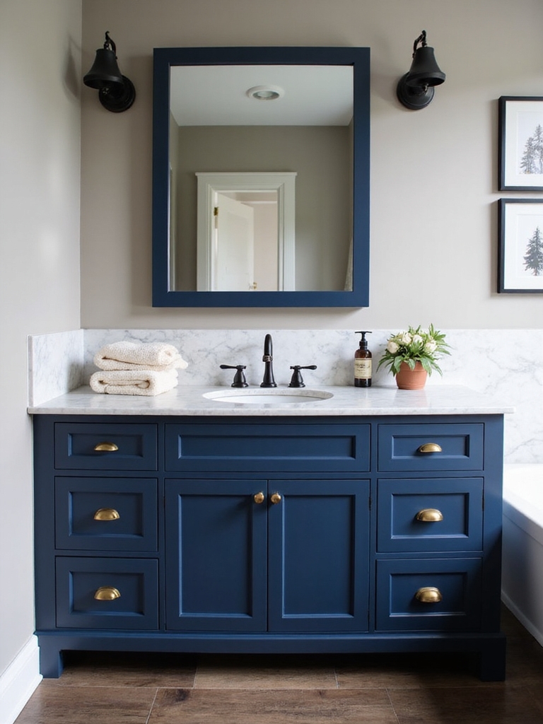 stunning navy blue bathrooms