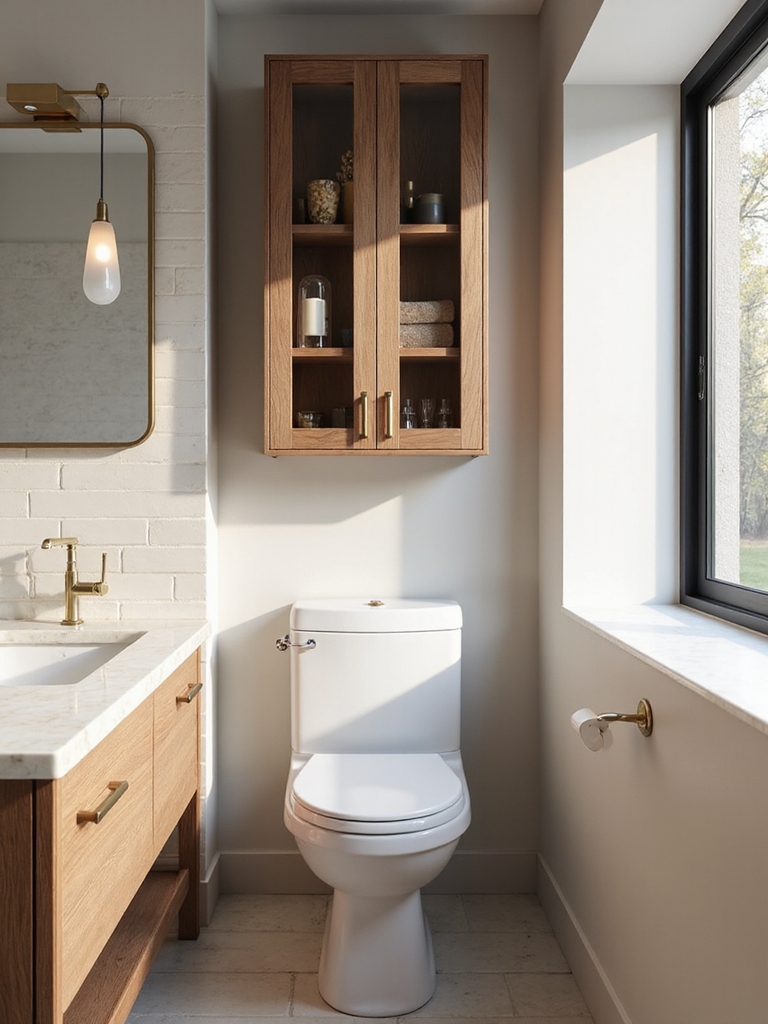stylish overhead bathroom storage
