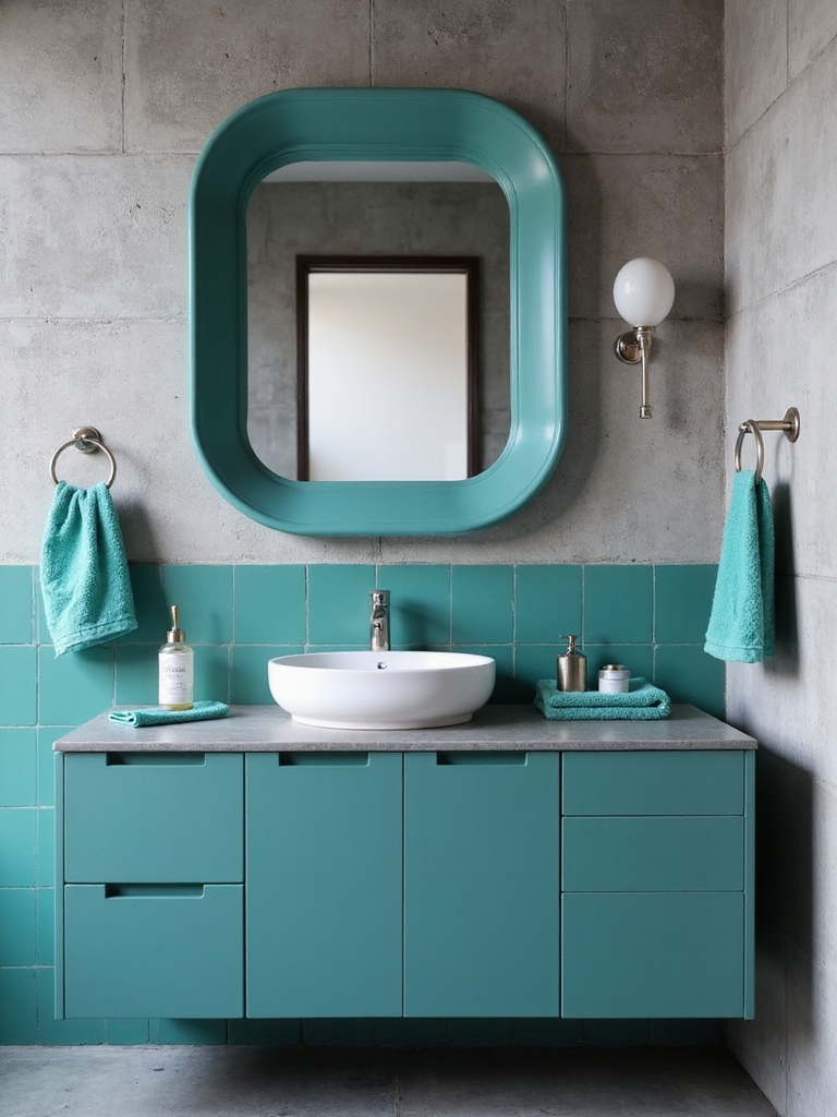teal accents for grey bathrooms