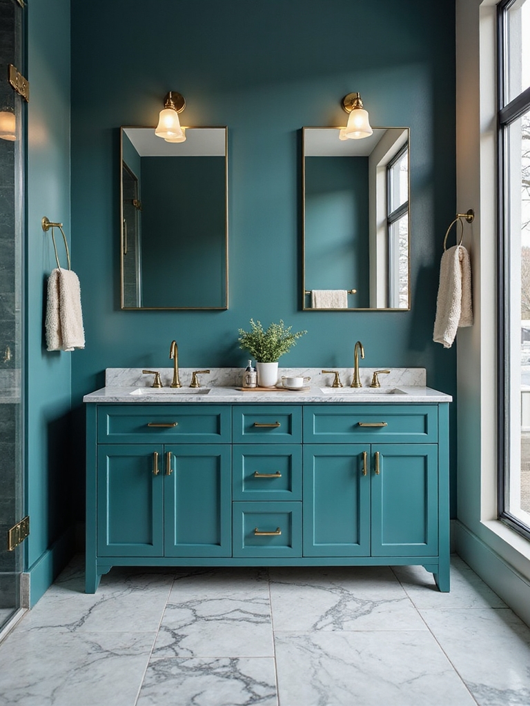 teal vanities as statement pieces