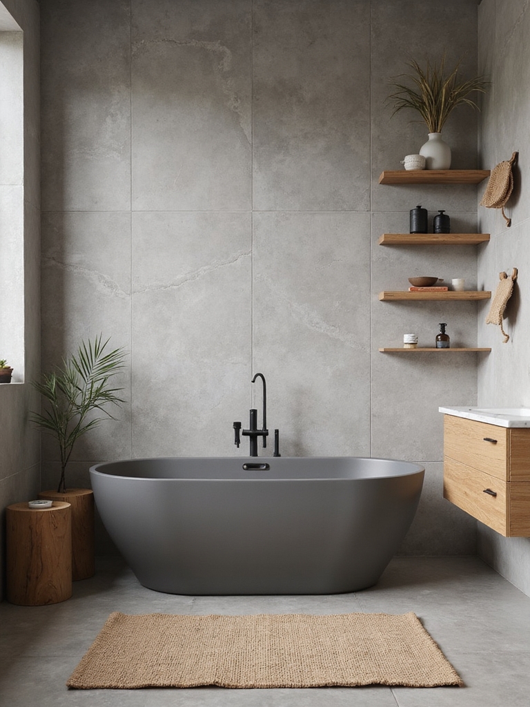textured warmth in bathrooms
