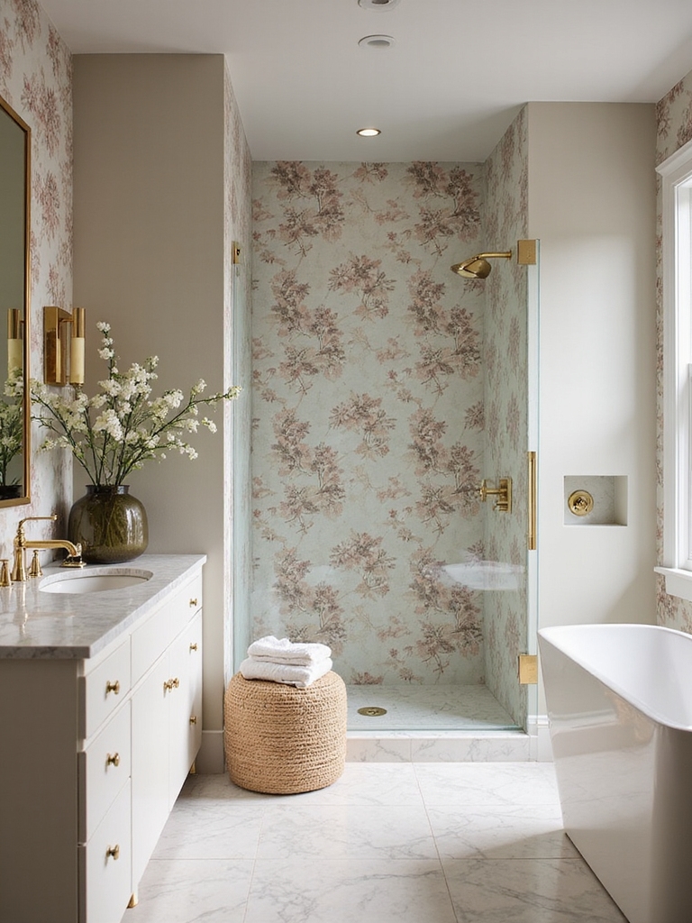 timeless floral bathroom decor