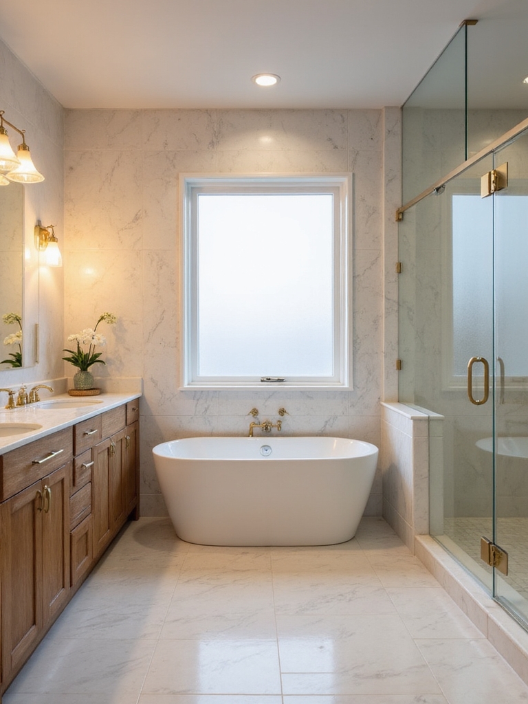 timeless layered bathroom lighting