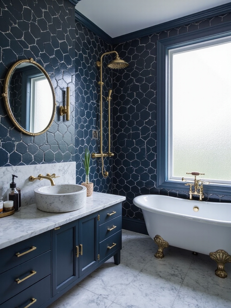 timeless navy hexagon elegance