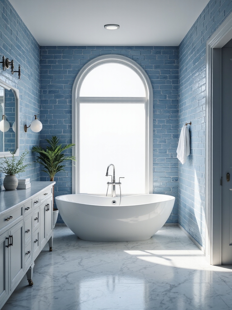 timeless white and blue bathrooms