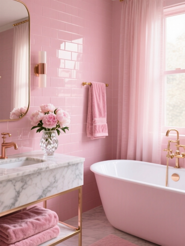 timelessly elegant pink bathrooms